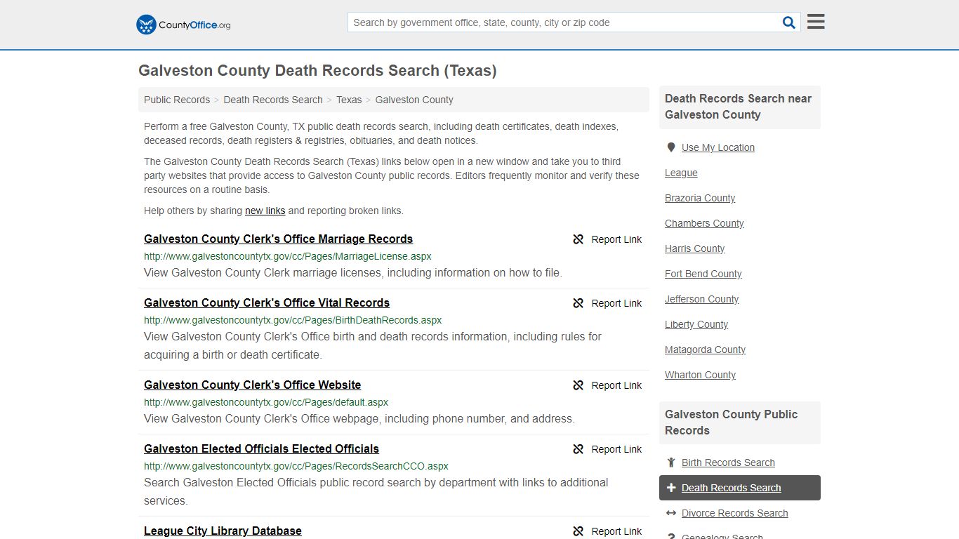 Death Records Search - Galveston County, TX (Death ...